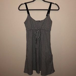 Gray and white striped dress.